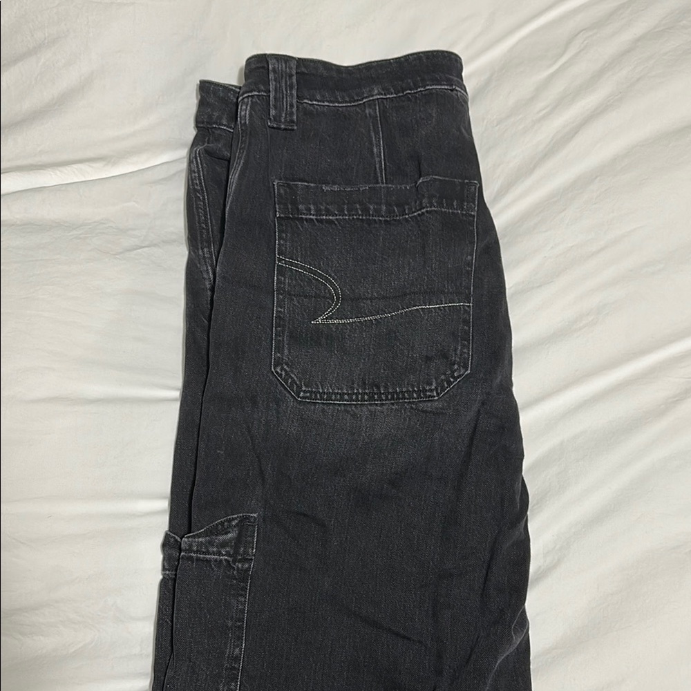 American Eagle Outfitters Black Wide Leg Baggy Jeans in LONG